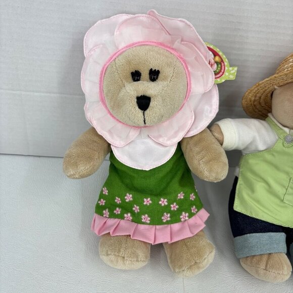 Starbucks Bearista Bear Lot of 2 Flower Gardener 2006 2010 Edition Plush Stuffed - Picture 3 of 12